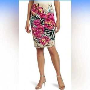 Karen Kane | Coastal Resort Tropical Floral Career Pencil Skirt Size Large L